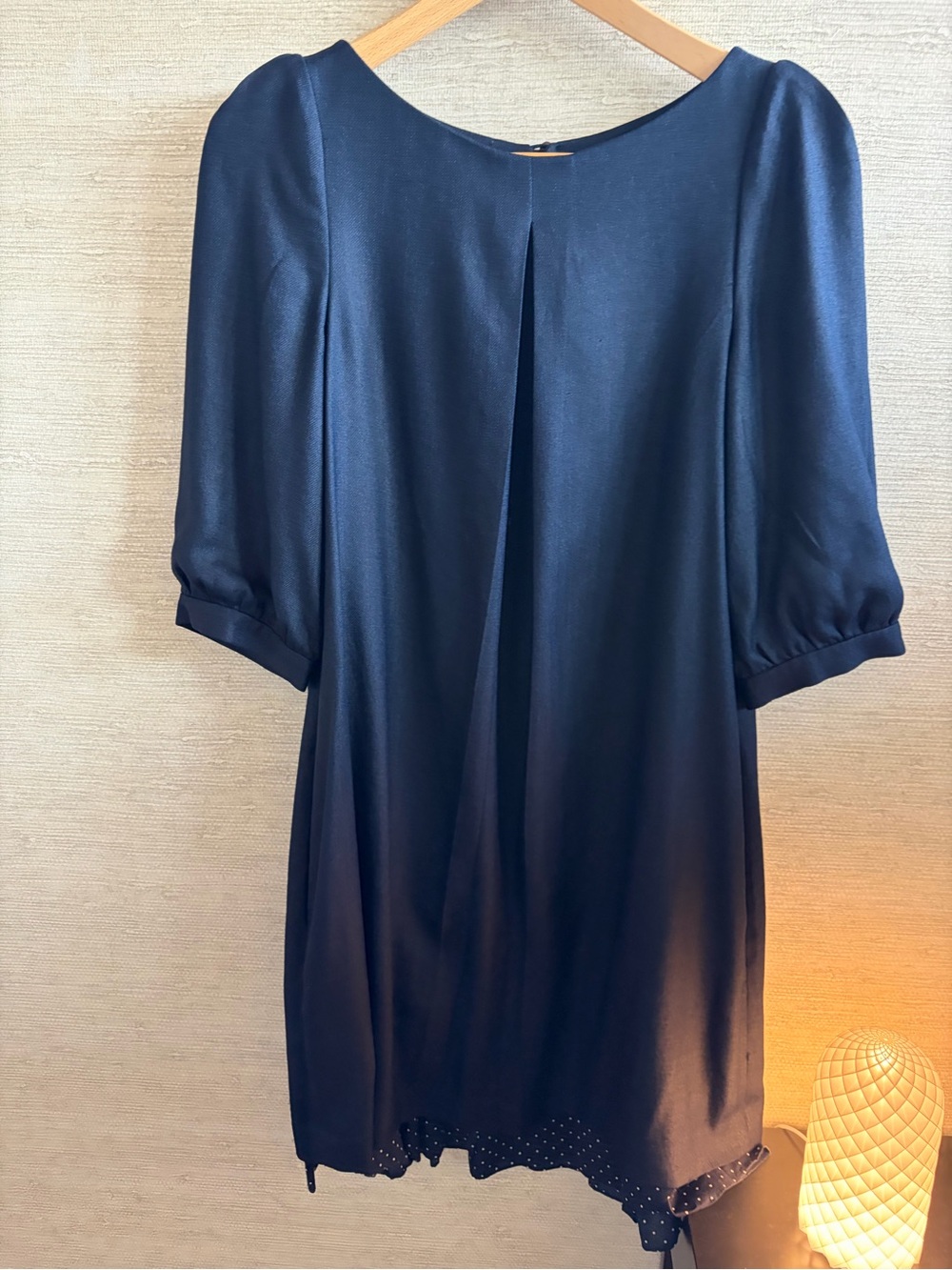 Navy Short Sleeve A-Line Dress